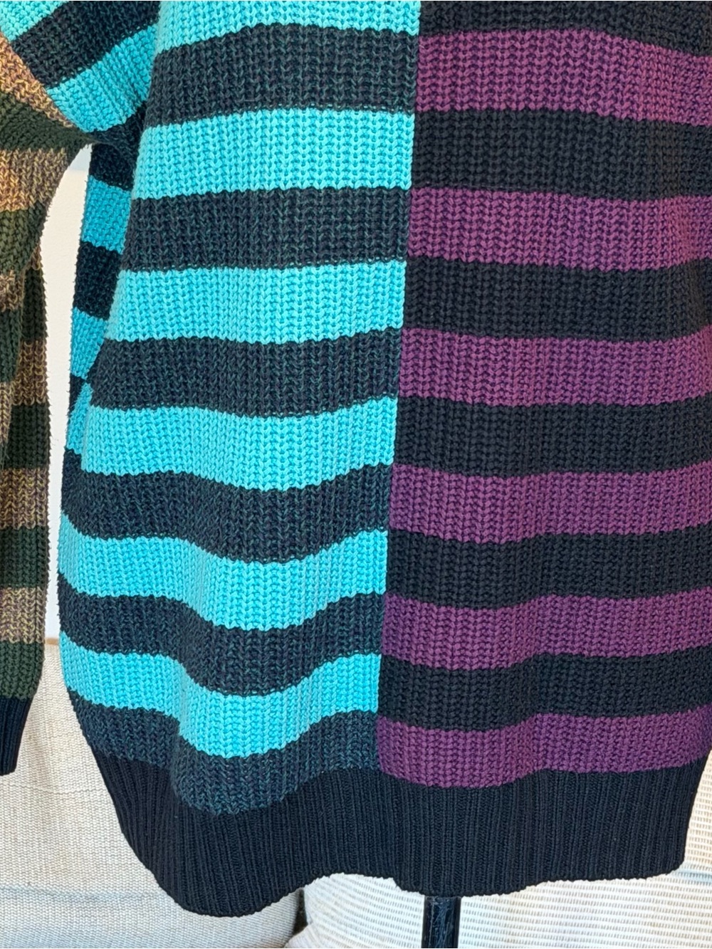 Staud Women’s Multicolored Mosaic Stripe Hampton Chunky Knit Sweater Sz Small - Picture 6 of 10